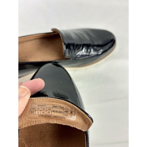 Vionic Kensley Loafers Black Patent Leather 8.5 Arch Support White Lug Sole - Picture 7 of 10
